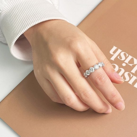 Certified 6~8 ct. t.w. 5mm Moissanite Diamond Full Eternity Band Ring NEW - Picture 4 of 15